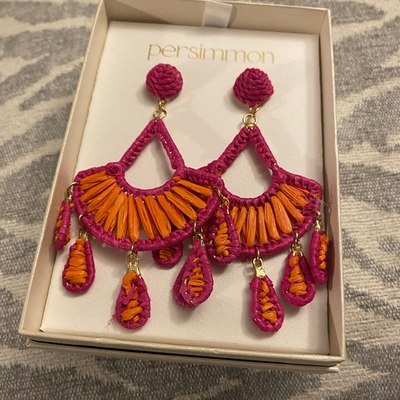 NWT Persimmon Vibrant Pink and Orange Dangle Earrings - Picture 2 of 5
